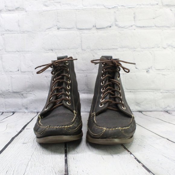 LL Bean Black Leather Lace-up Moc Toe Chukka Boots Size 7.5 M - Picture 4 of 9